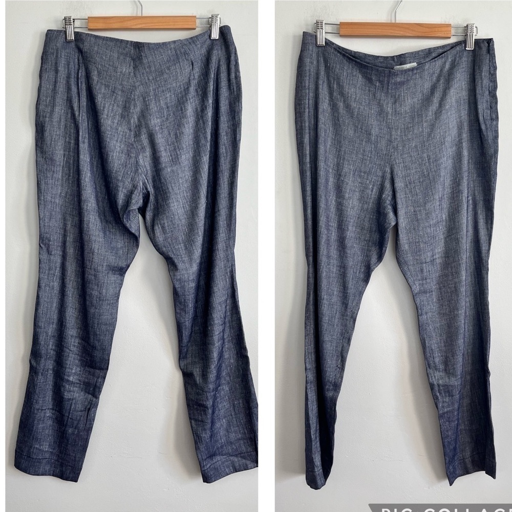 Catherine Andre Denim Wash Linen Blend Trousers size 44